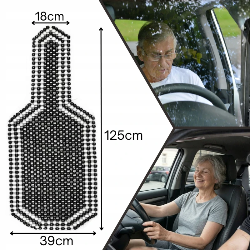 POKROWIEC MATA na FOTEL samochodowy KORALIKOWA na SIEDZENIE drewniana