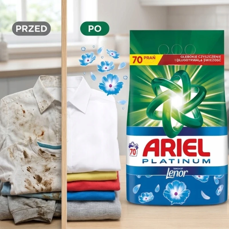 ARIEL proszek do prania 70 prań PLATINUM Touch of Lenor Uniwersalny 4,55kg