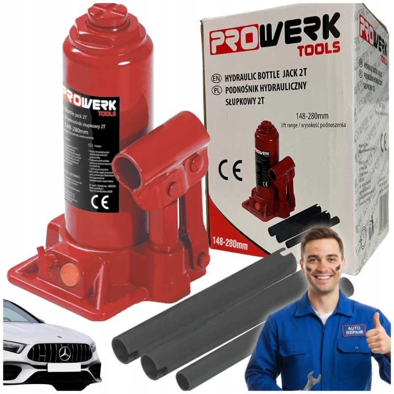 PODNOŚNIK SAMOCHODOWY SŁUPKOWY HYDRAULICZNY BUTELKOWY 2T 2000KG 148-280MM