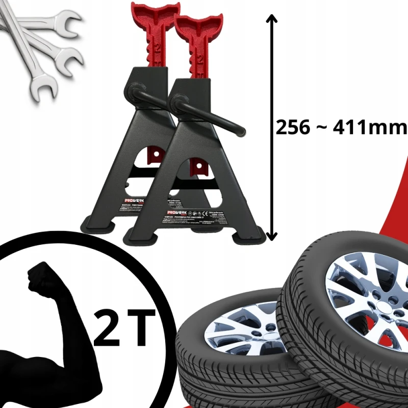 Podstawki warsztatowe Kobyłki samochodowe 2T 256-411mm z Blokadą 2szt