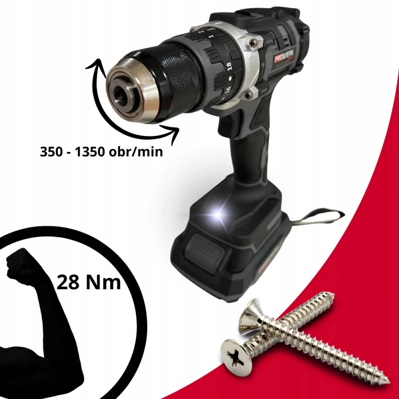 WIERTARKO WKRĘTARKA AKUMULATOROWA UDAROWA BEZSZCZOTKOWA PRO AKU WKRĘTAK