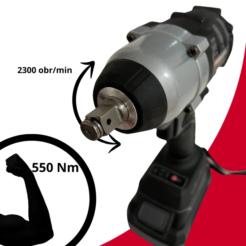 KLUCZ UDAROWY AKUMULATOROWY DO KÓŁ BEZSZCZOTKOWY MOCNY 3xNASADKI AKU ZESTAW