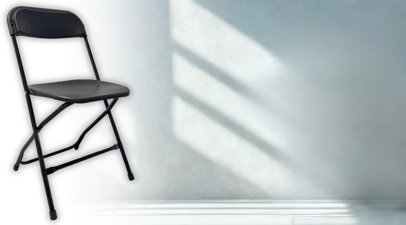 Krzesło Ogrodowe Składane Konferencyjne Krzesełko Cateringowe Biuro Czarne MOCNE WZMACNIANE 2.0