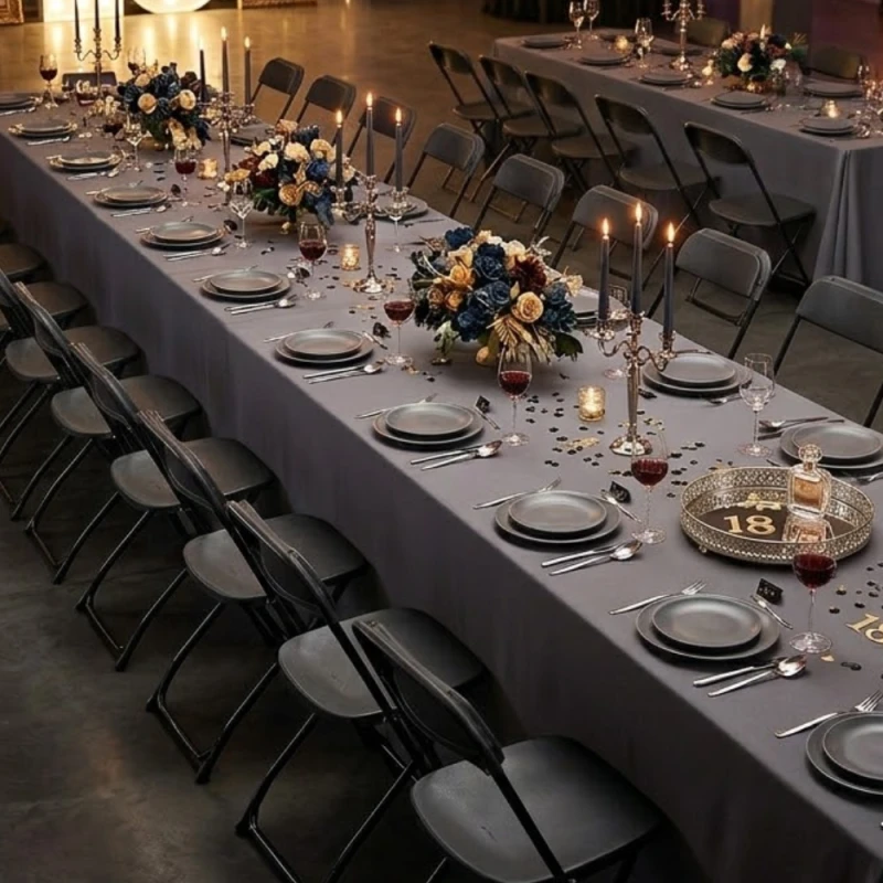 Krzesło Ogrodowe Składane Konferencyjne Krzesełko Cateringowe Biuro Czarne MOCNE WZMACNIANE 2.0