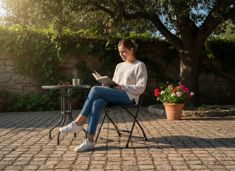 Krzesło Ogrodowe Składane Konferencyjne Krzesełko Cateringowe Biuro Czarne MOCNE WZMACNIANE 2.0