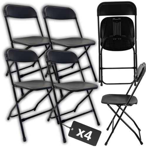 Krzesło Ogrodowe Składane Konferencyjne Krzesełko Cateringowe Biuro Czarne 4szt 