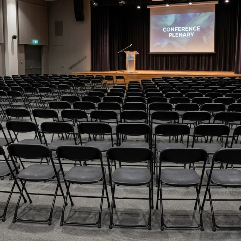 Krzesło Ogrodowe Składane Konferencyjne Krzesełko Cateringowe Biuro Czarne MOCNE WZMACNIANE 2.0