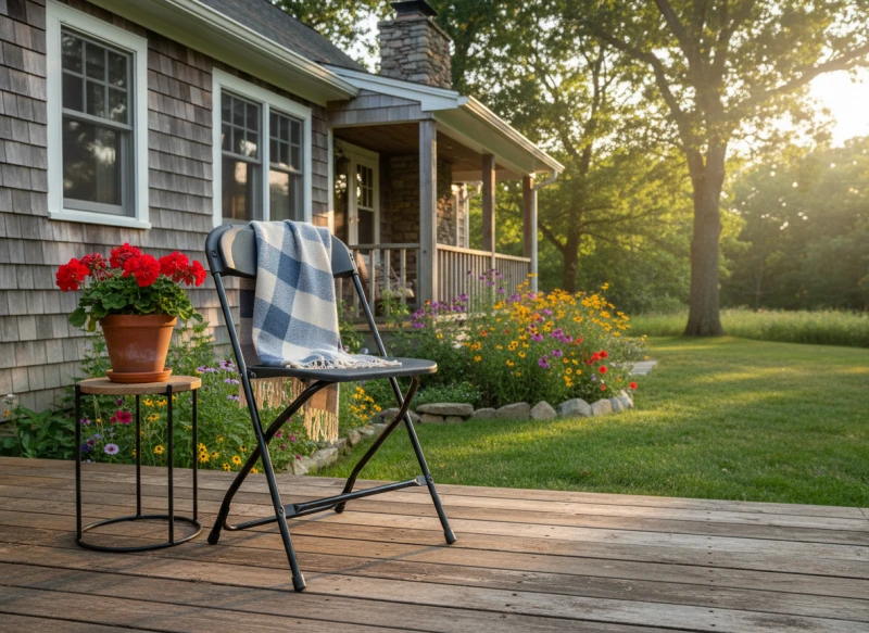 Krzesło Ogrodowe Składane Konferencyjne Krzesełko Cateringowe Biuro Czarne MOCNE WZMACNIANE 2.0