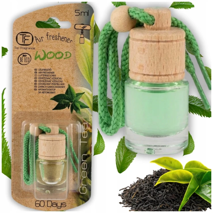 Zapach do auta Zawieszka zapachowa Green Tea TOP FRAGRANCE WOOD 5ml 60 dni