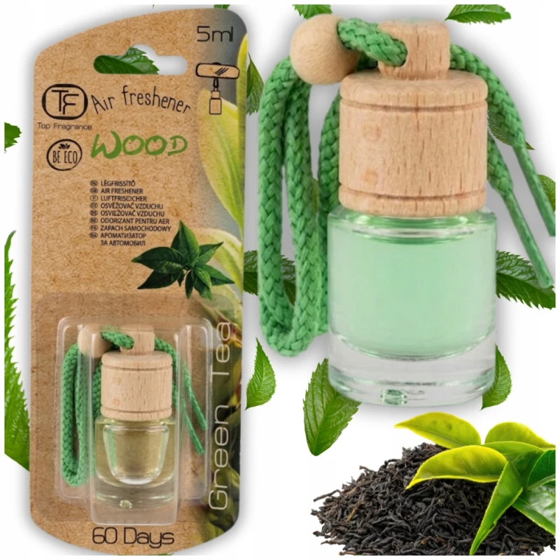 Zapach do auta Zawieszka zapachowa Green Tea TOP FRAGRANCE WOOD 5ml 60 dni