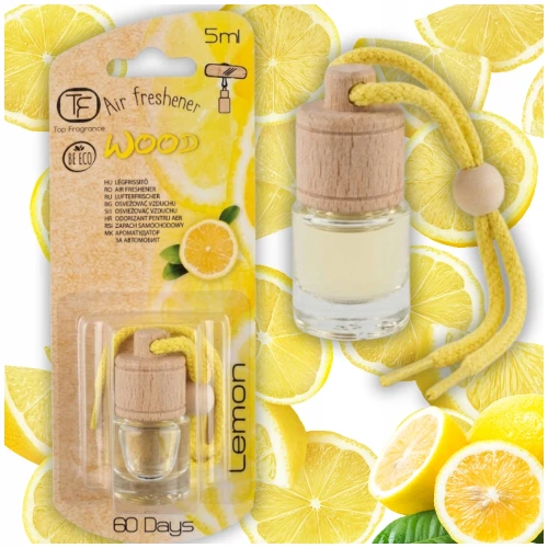 Zapach do auta Zawieszka zapachowa Lemon TOP FRAGRANCE WOOD 5ml 60 dni