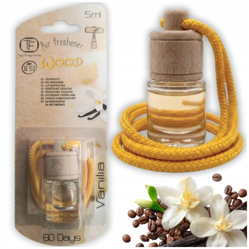 Zapach do auta Zawieszka zapachowa Vanilla TOP FRAGRANCE WOOD 5ml 60 dni