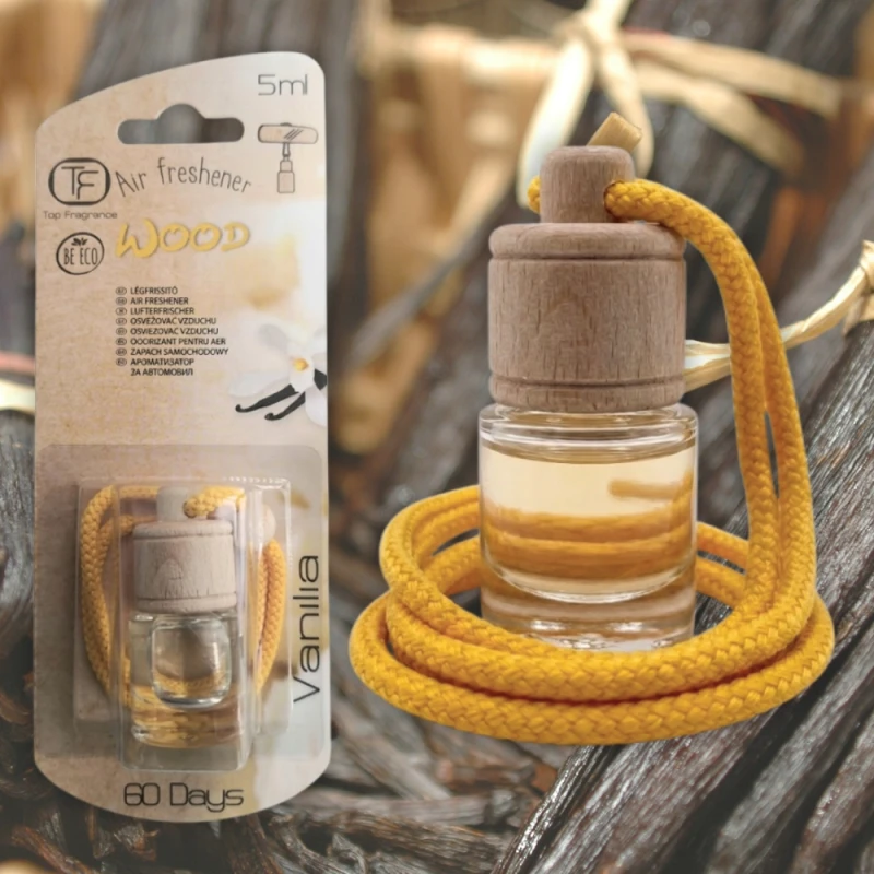 Zapach do auta Zawieszka zapachowa Vanilla TOP FRAGRANCE WOOD 5ml 60 dni