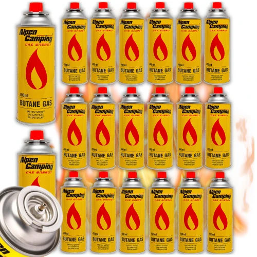 Kartusz Gazowy nabój Gaz do kuchenki palnika rozpałka grilla 400ml 227g Alpen Camping 20szt.