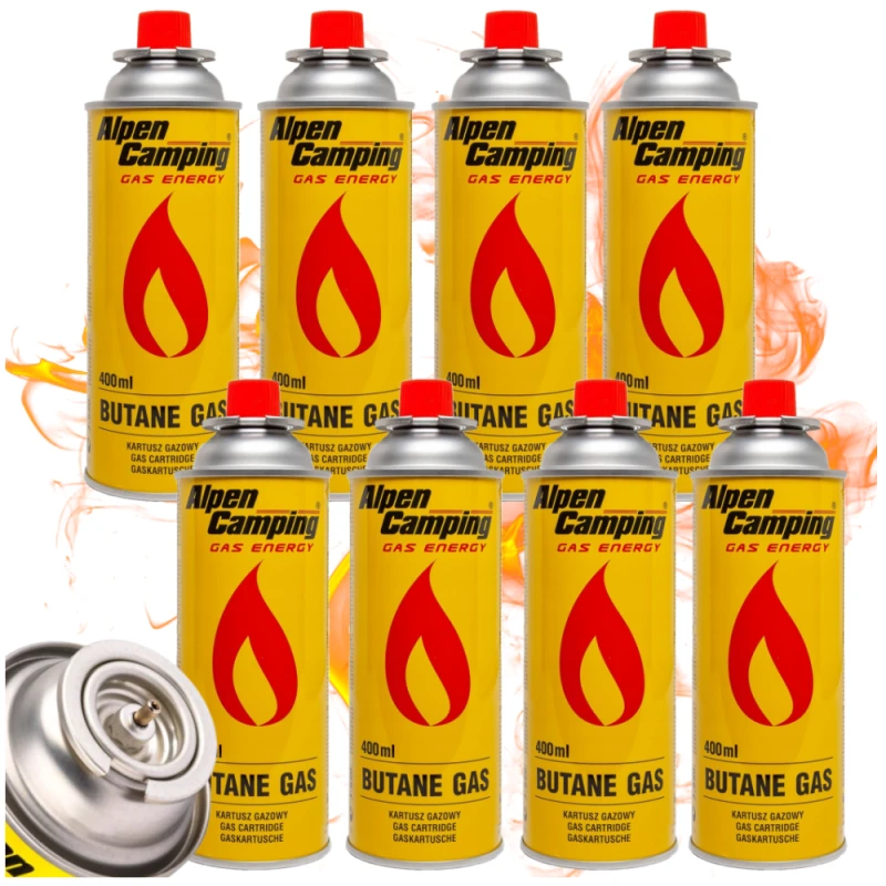 Kartusze Gazowe Alpen Camping do palnika kuchenki turystycznej zestaw 8szt.