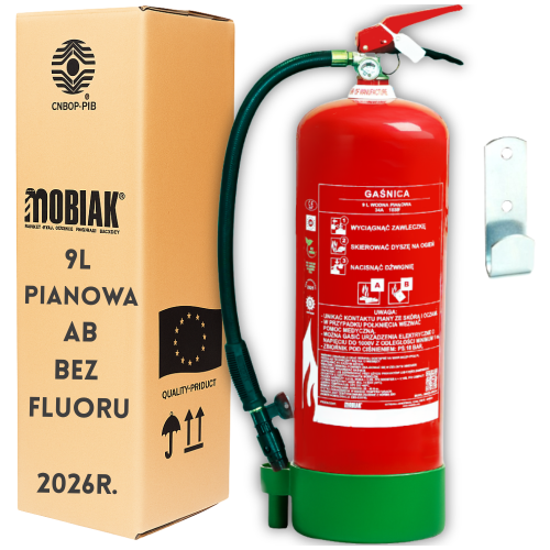 Gaśnica Pianowa 9L AB + Uchwyt BEZ FLUORU Kuchenna Gasi Tłuszcze 2026r