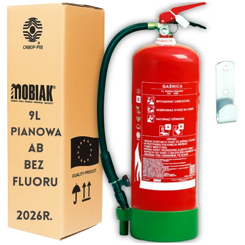 Gaśnica Pianowa 9L AB + Uchwyt BEZ FLUORU Kuchenna Gasi Tłuszcze 2026r