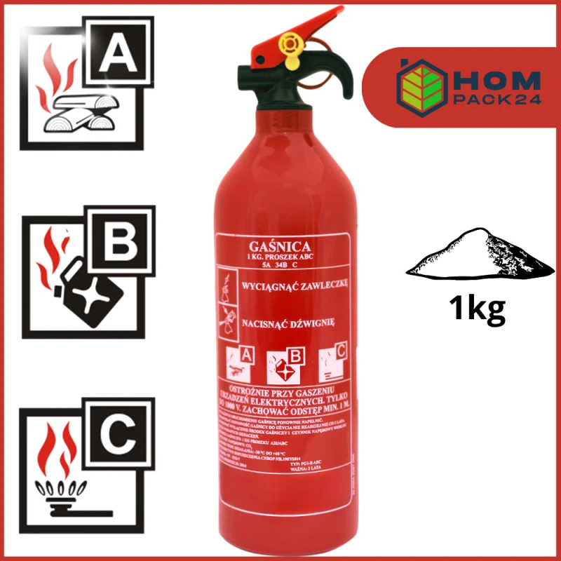Gaśnica Samochodowa Proszkowa 1KG Typ PGP-1 B ABC TOP Aluminiowa 2026r.
