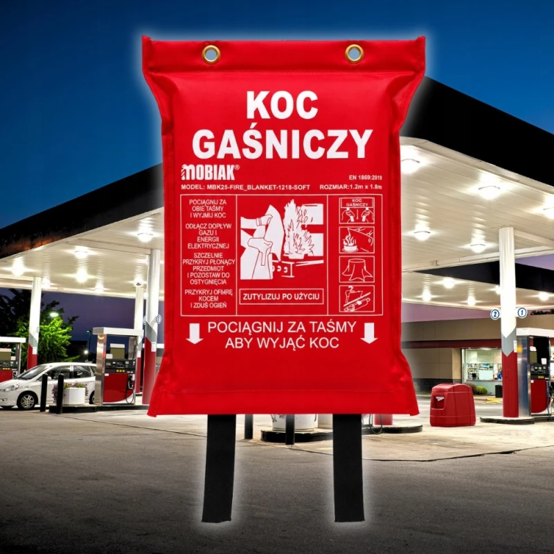Koc gaśniczy 120x180cm Certyfikowany CNBOP szklany z pokrowcem DO FIRMY DOM