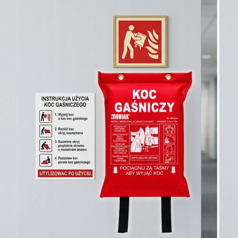 Koc gaśniczy 120x180cm Certyfikowany CNBOP szklany z pokrowcem DO FIRMY DOM