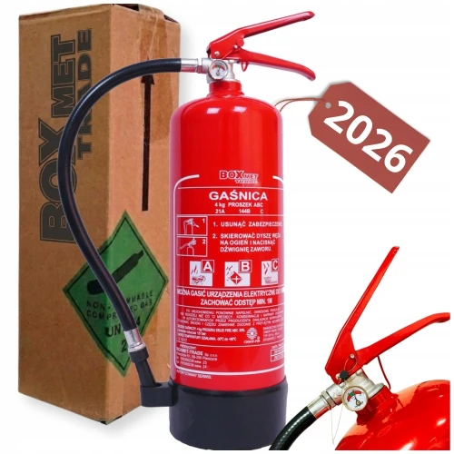 Gaśnica Proszkowa 4kg ABC/A + Stopa Stalowa GP-4x z Manometrem Prod. 2026r