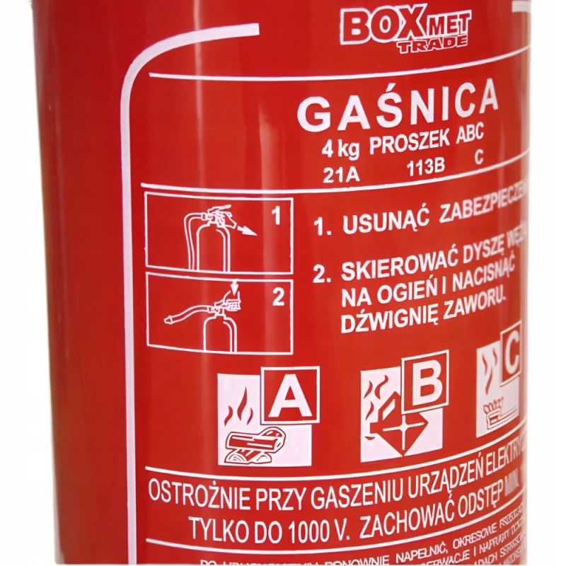 Gaśnica Proszkowa 4kg ABC/A + Stopa Stalowa GP-4x z Manometrem Prod. 2026r