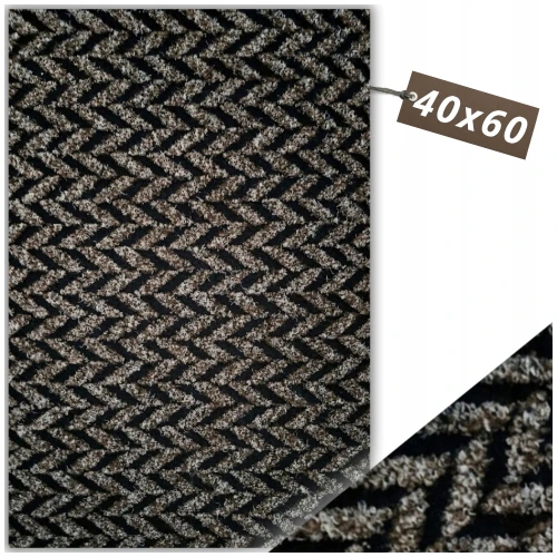 Wycieraczka Pod Drzwi Zewnętrzna Wewnętrzna 40x60 Brązowo-Czarna w Chevron