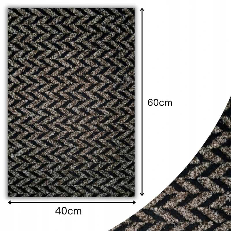 Wycieraczka Pod Drzwi Zewnętrzna Wewnętrzna 40x60 Brązowo-Czarna w Chevron
