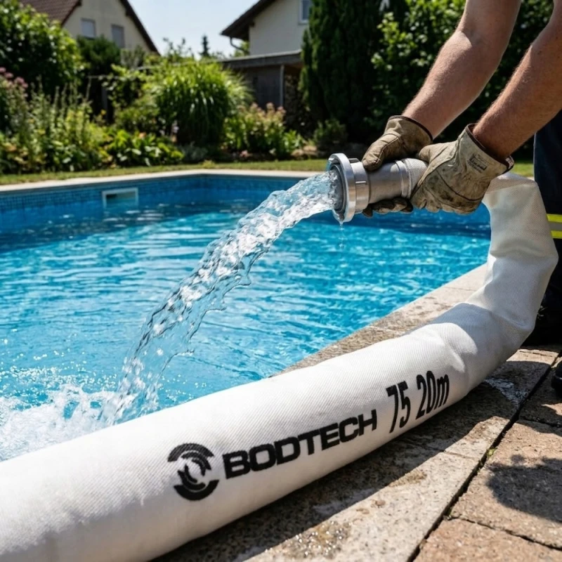 Wąż Strażacki Tłoczny W75 do Wody Brudnej Szamba 3" CALE 20M ZE ZŁĄCZKAMI