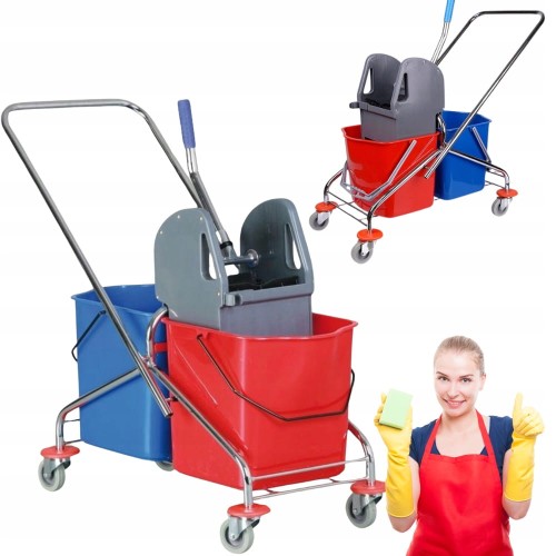 Zestaw wózek do sprzątania podłóg dwuwiaderkowy 2x20 l z prasą wiadro 20l