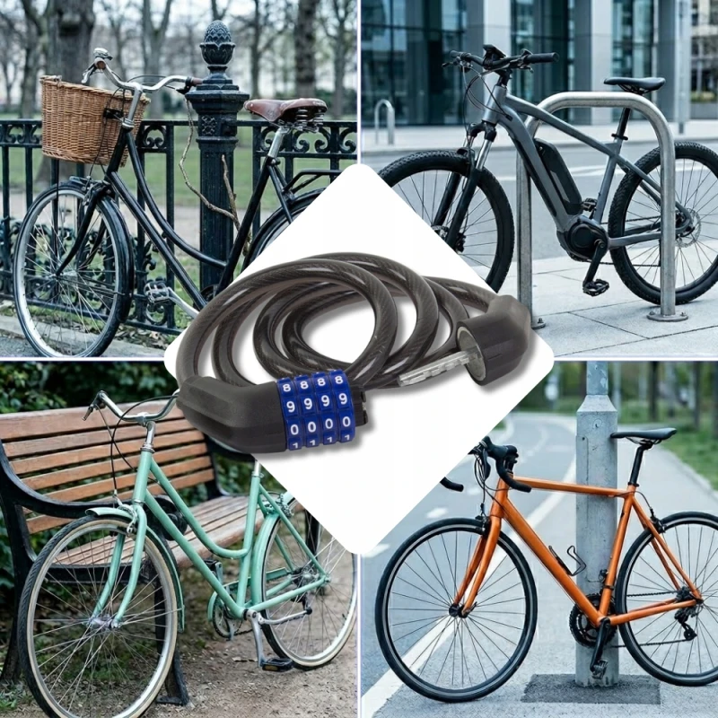 BLOKADA ROWEROWA 4-CYFROWA LINKA STALOWA Ø12 MM ZABEZPIECZENIE