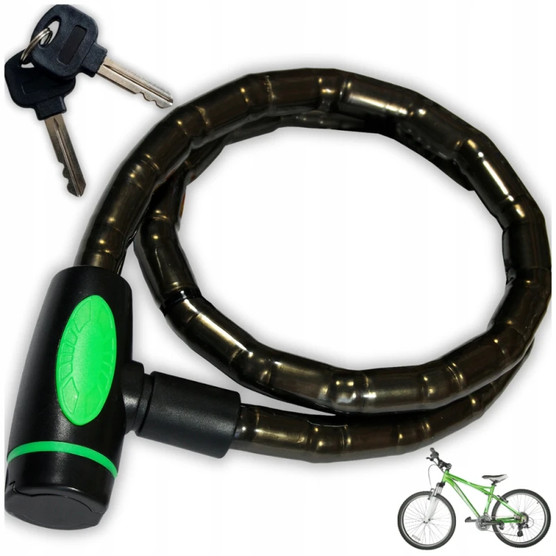 LINKA ROWEROWA ZBROJONA Z KLUCZYKIEM 180CM Ø12MM ZABEZPIECZENIE ROWEROWE