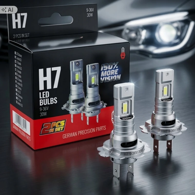 ŻARÓWKI SAMOCHODOWE LED H7 9-36V 6500K BIAŁE CANBUS 2x30W +150% MOCY 2szt.