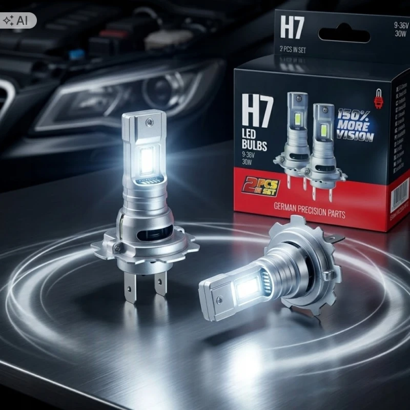 ŻARÓWKI SAMOCHODOWE LED H7 9-36V 6500K BIAŁE CANBUS 2x30W +150% MOCY 2szt.