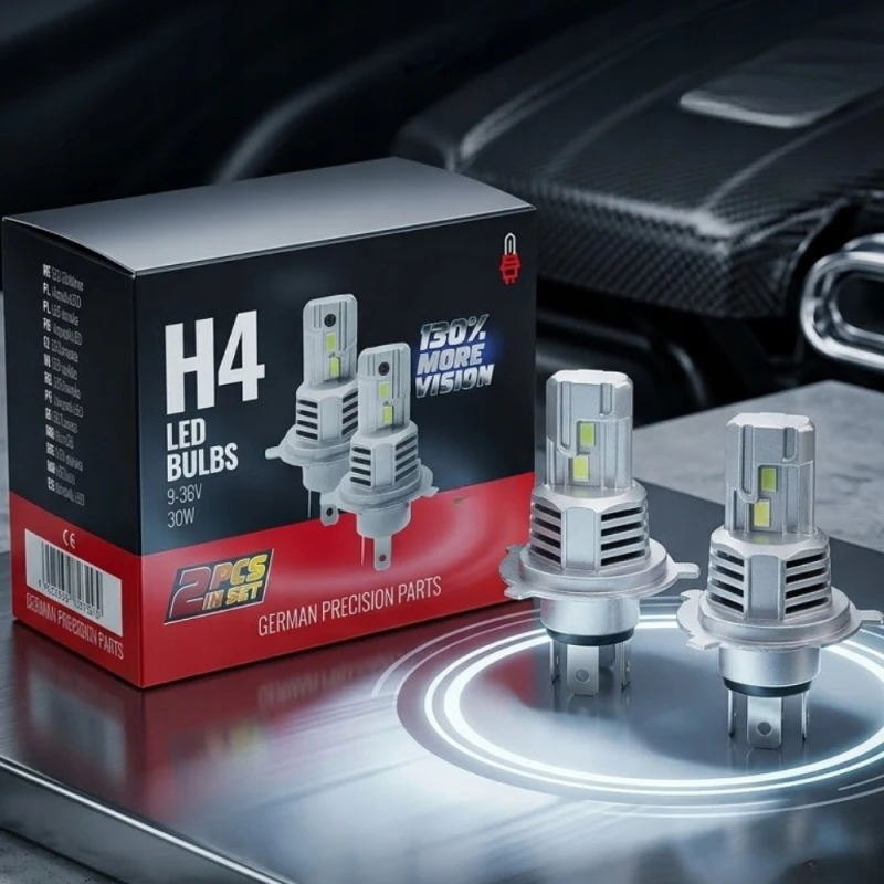 ŻARÓWKI SAMOCHODOWE LED H4 9-36V 6500K BIAŁE CANBUS 2x30W +130% MOCY 2szt.
