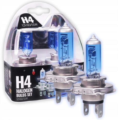 ŻARÓWKI SAMOCHODOWE H4 12V 60W XENON SUPER WHITE 4000K HOMOLOGACJA 2szt.