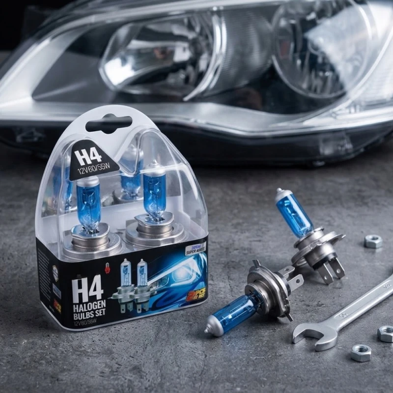 ŻARÓWKI SAMOCHODOWE H4 12V 60W XENON SUPER WHITE 4000K HOMOLOGACJA 2szt.