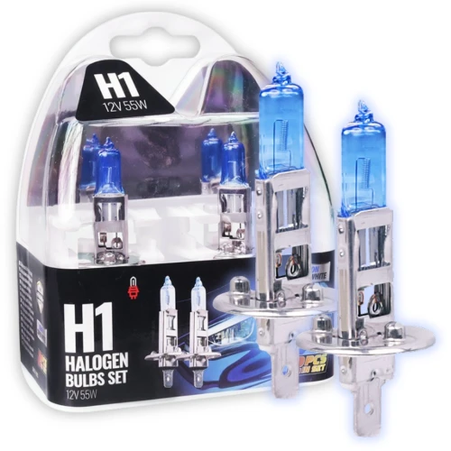 ŻARÓWKI SAMOCHODOWE H1 12V 55W XENON SUPER WHITE 4000K HOMOLOGACJA 2szt.