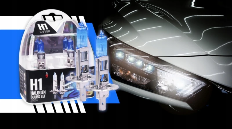 ŻARÓWKI SAMOCHODOWE H1 12V 55W XENON SUPER WHITE 4000K HOMOLOGACJA 2szt.