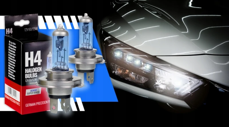 Żarówki Samochodowe H4 12V 60W XENON SUPER WHITE P43T Homologacja E4 2szt.