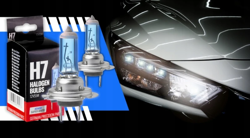Żarówki Samochodowe H7 12V 55W XENON SUPER WHITE PX26D Homologacja E4 2szt.