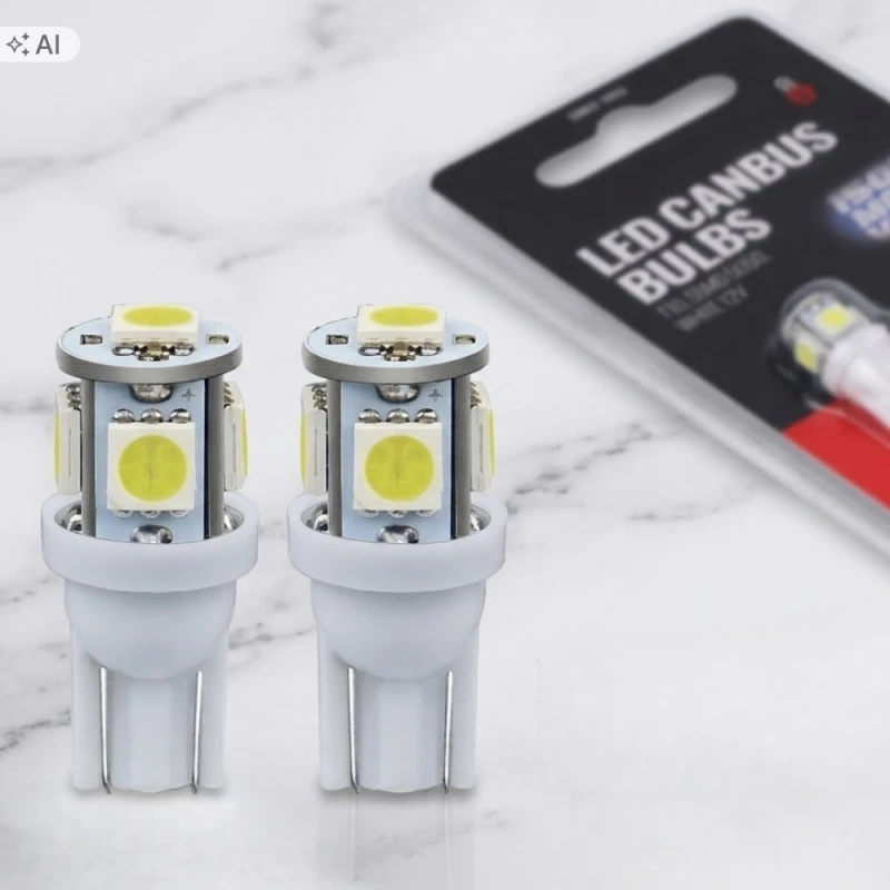 Żarówki LED Postojowe Kpl. Postojówka 5 LED 5050 T10 W5W Canbus BIAŁE 12V