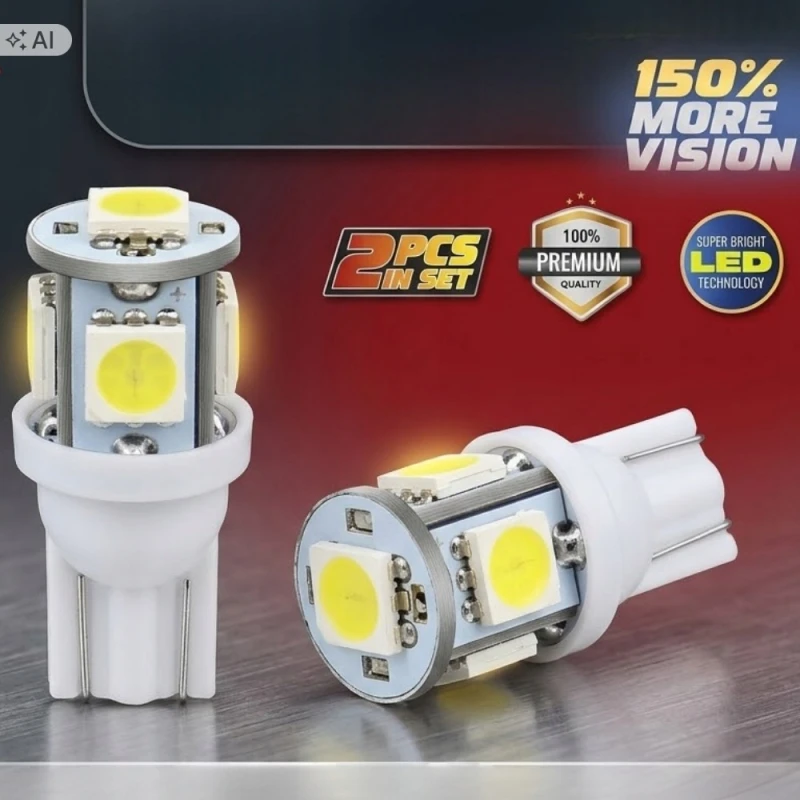 Żarówki LED Postojowe Kpl. Postojówka 5 LED 5050 T10 W5W Canbus BIAŁE 12V