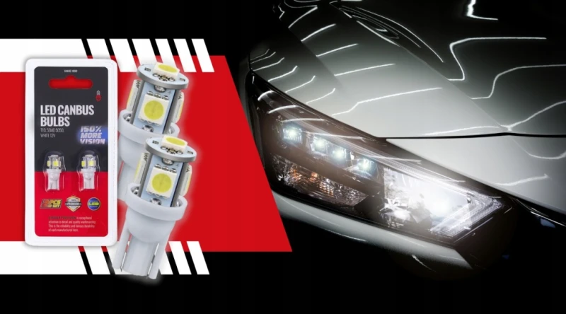 Żarówki LED Postojowe Kpl. Postojówka 5 LED 5050 T10 W5W Canbus BIAŁE 12V