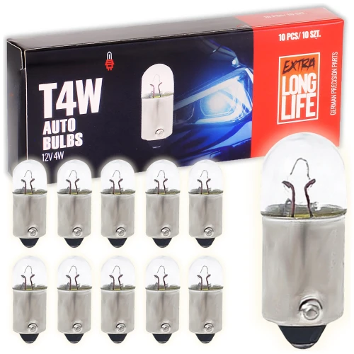 Żarówka T4W Halogenowa Tablicy Wnętrza 12V 4W BA9S z Homologacją E4 10szt.