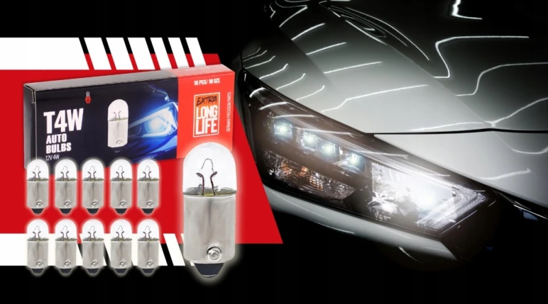 Żarówka T4W Halogenowa Tablicy Wnętrza 12V 4W BA9S z Homologacją E4 10szt.