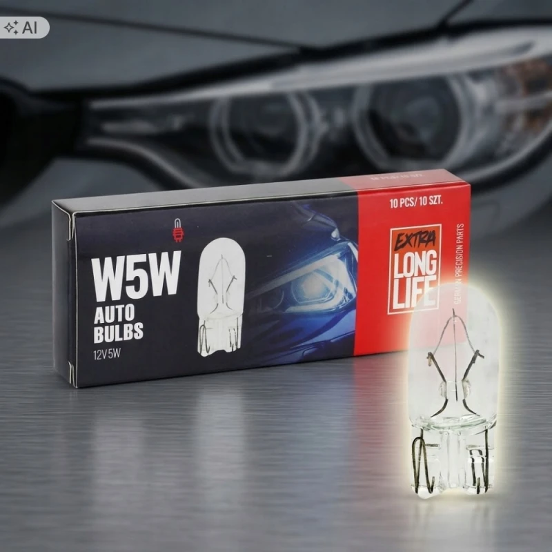 Żarówka W5W 12V Żółta Światła Pozycyjne Postojowe Homologacja E4 10szt.