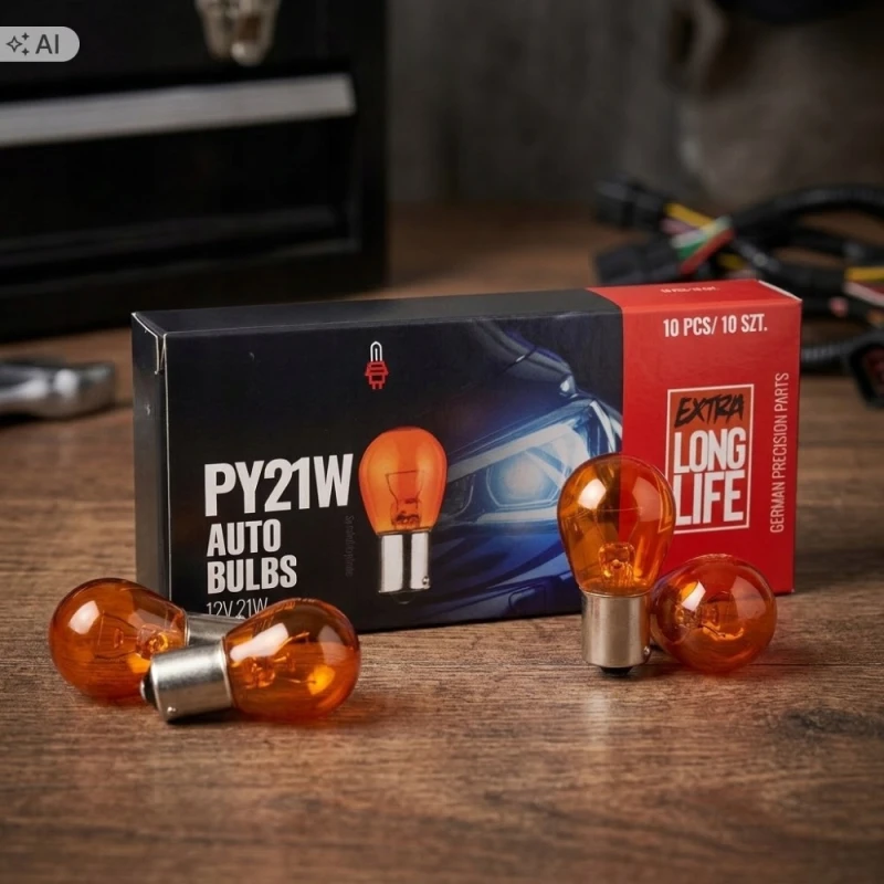 Żarówka Kierunkowskazu PY21W 12V Pomarańczowa Migacz Kierunek Homologacja