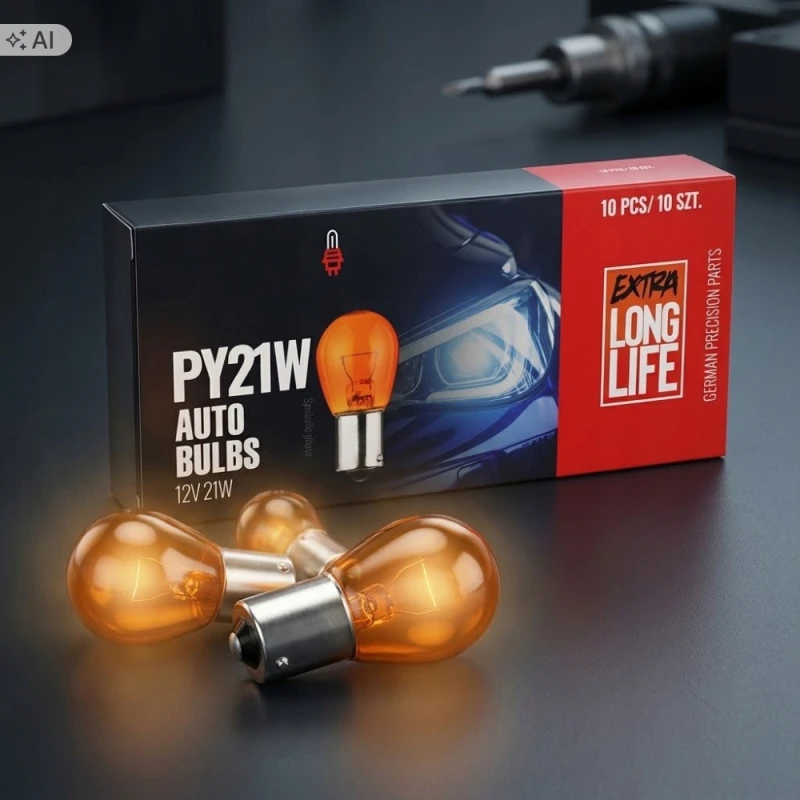 Żarówka Kierunkowskazu PY21W 12V Pomarańczowa Migacz Kierunek Homologacja