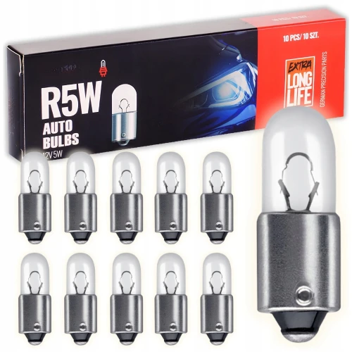 ŻARÓWKA SAMOCHODOWA POZYCYJNA R5W 12V 5W G18 BA15s CLEAR HOMOLOGACJA E4